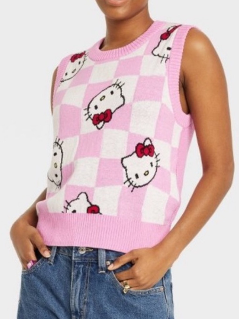 Hello Kitty by Sanrio Pink Knit Sweater Vest Top Size M